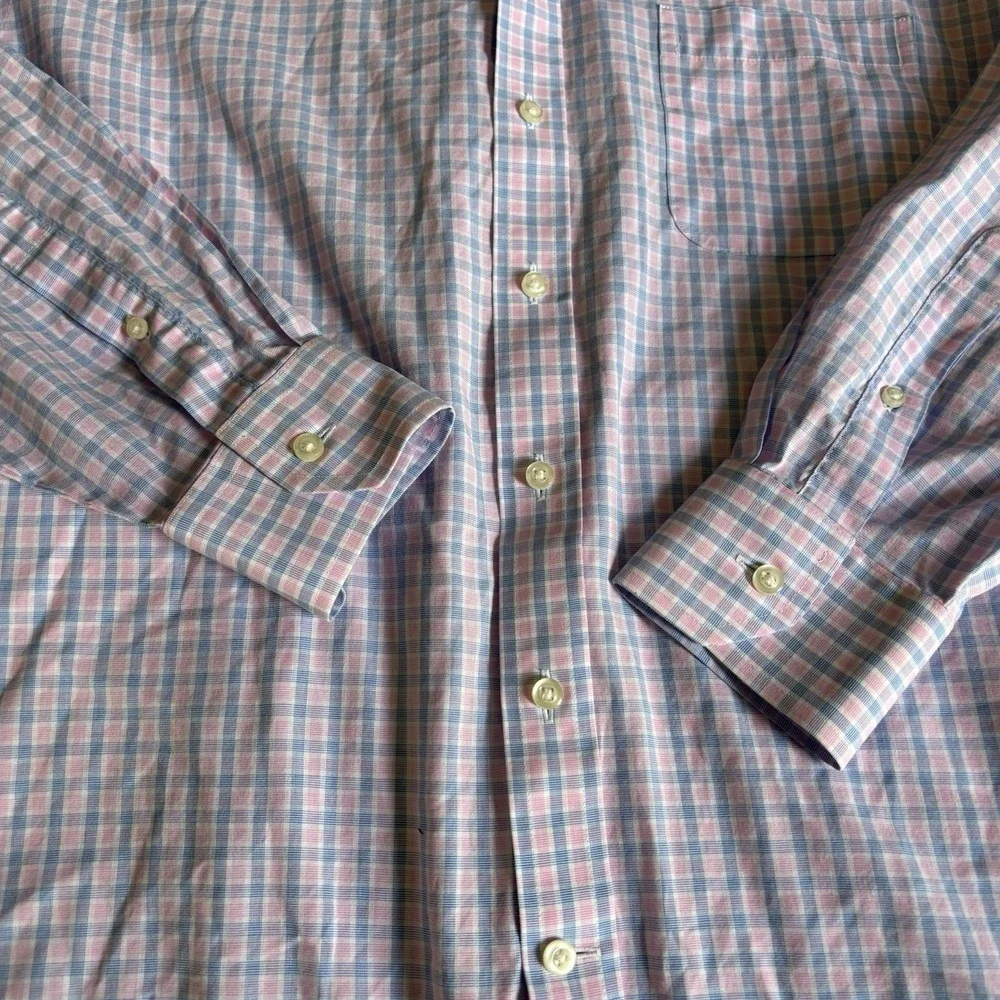 Stafford Shirt Mens 16 1/2- 34/35 Pink Travel Wrinkle Free Oxford Cotton Blend‎
